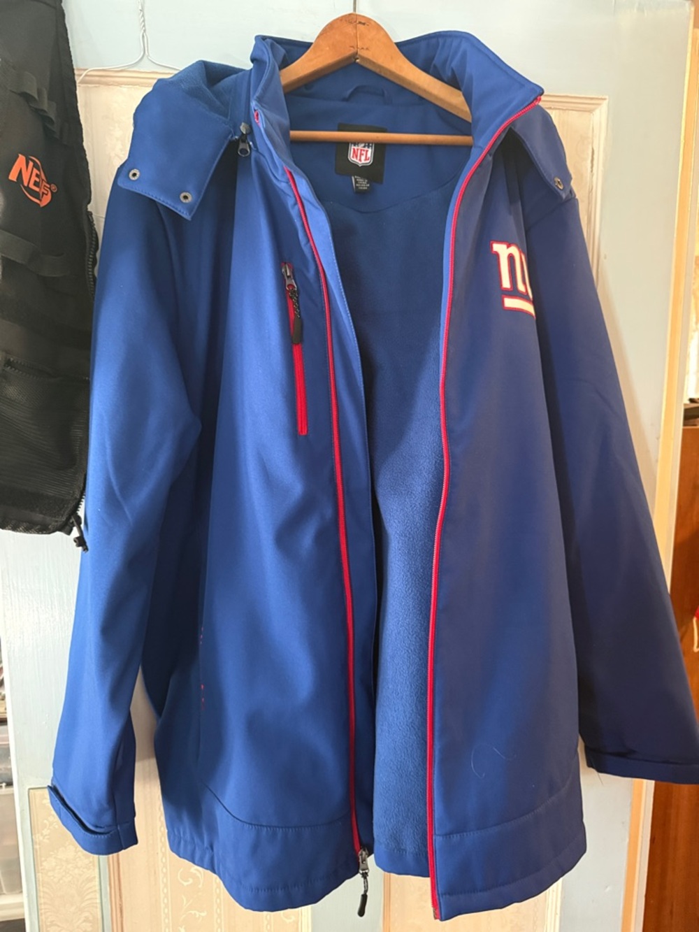 NFL Blue Performance Softshell Jacket with Red Trim